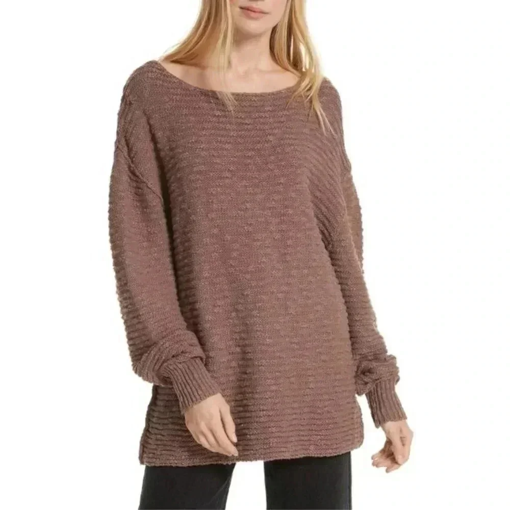 Free People Womens Menace‎ Tunic Oversized Slouchy Knit Sweater Sz XS S Mauve